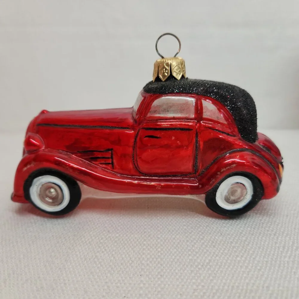 Kurt S Adler Polonaise Old Car 1 Red Roadster Glass Christmas Ornament